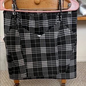 Love Tree Monochrome Plaid Shirt and Top Set